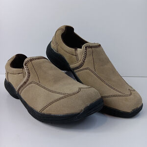 Size 5 Real Leather Nevada Julie Womens Slip On Shoes Beige No Laces Needed!